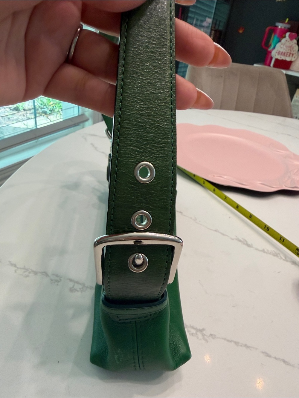 Coach Emerald Green Leather Shoulder Bag with Tassel Hangtag - Picture 3 of 5